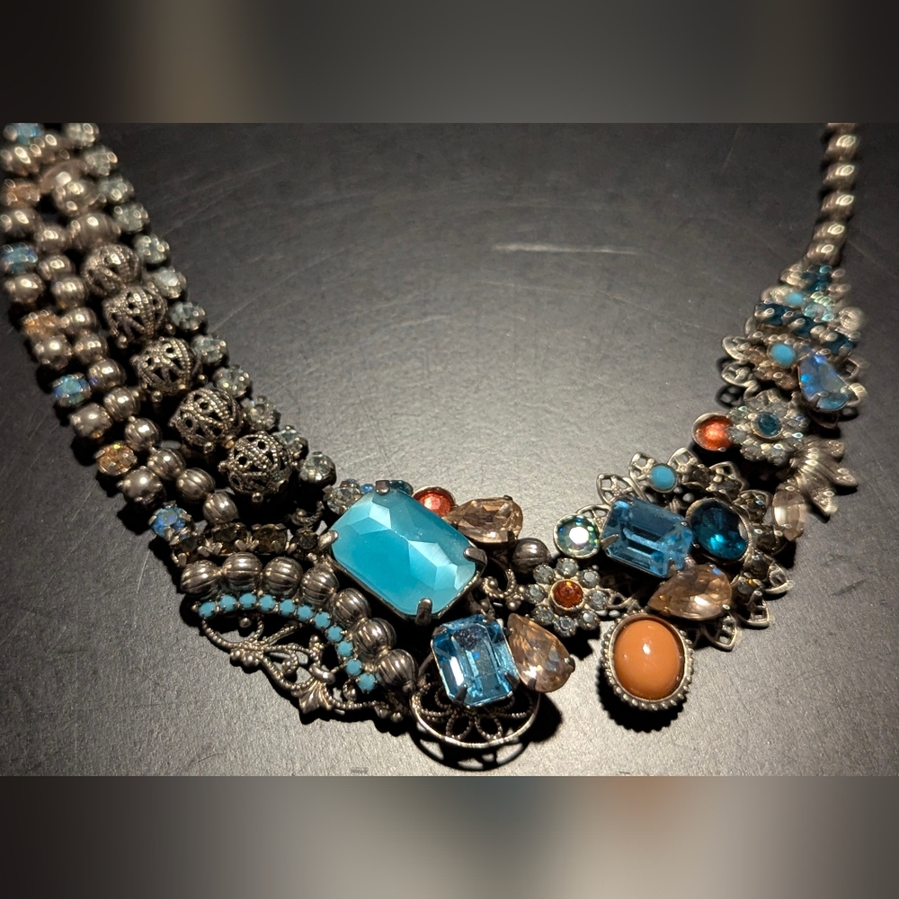 Sorrelli Statement Necklace with Blue and Orange Accents - Picture 5 of 8